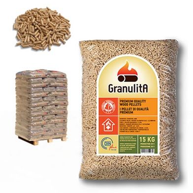 Granulita naaldhoutpellets EN+a1/DINplus, zak 15kg afgehaald